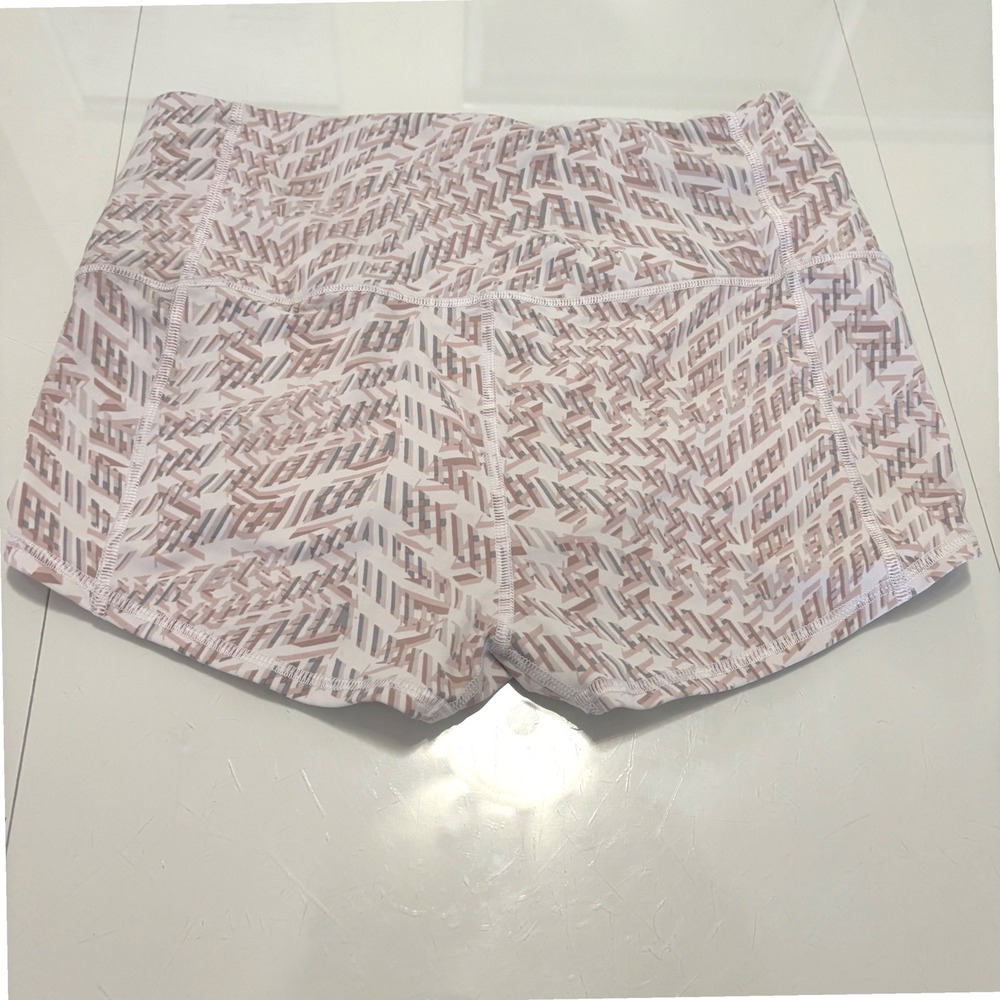 Victoria Sport Shorts Women L Pink Geometric High Rise Drawstring